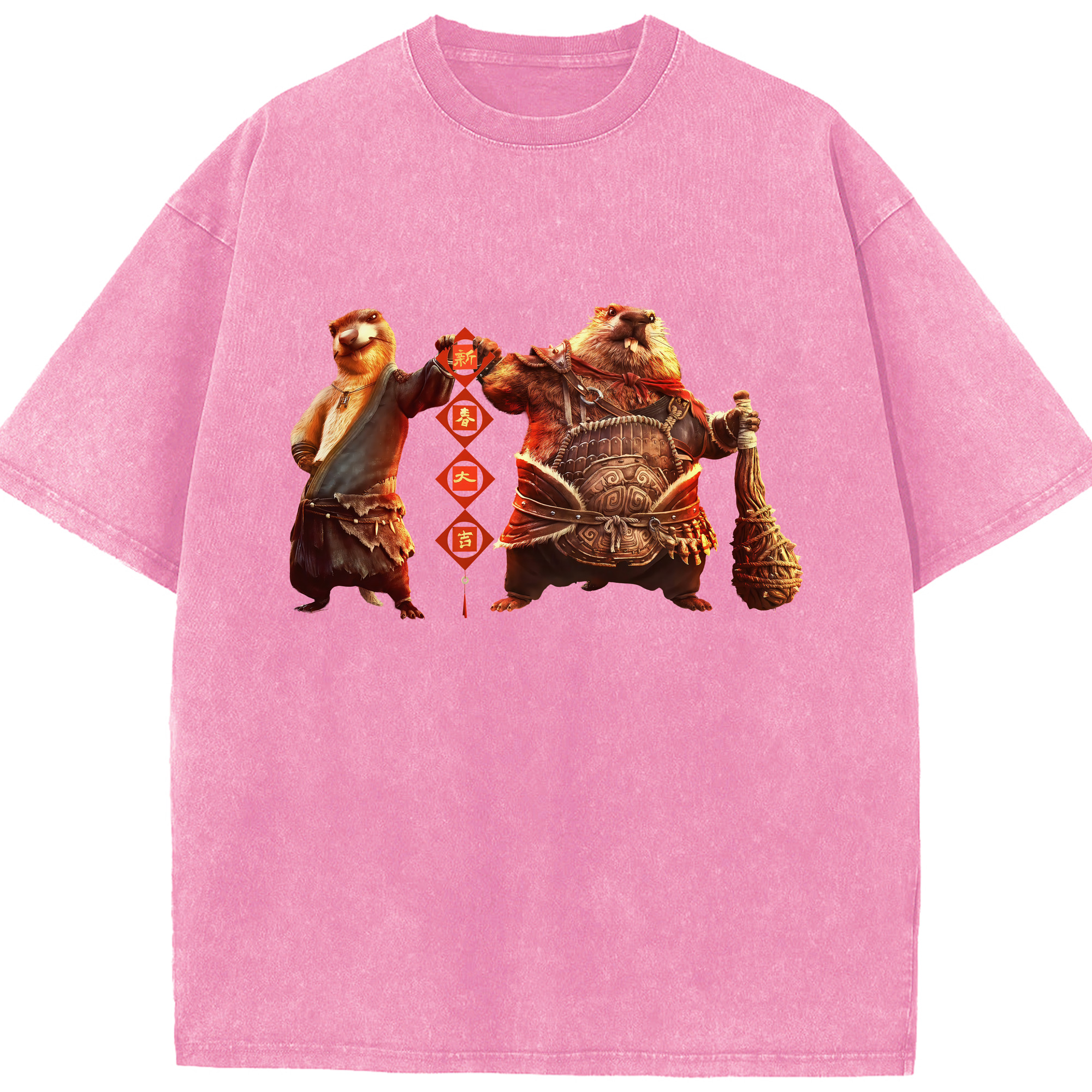 （画像用） Ne Zha 2 ナタ 魔童の大暴れ 綿100% ヴィンテージ風 半袖Tシャツ（フロントプリント）